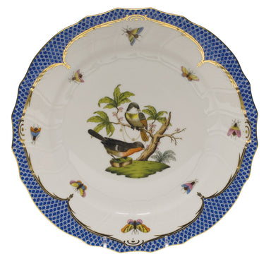 Herend Rothschild Bird Blue Border Dinner Plate - Motif 02 10.5"d - Blue Border