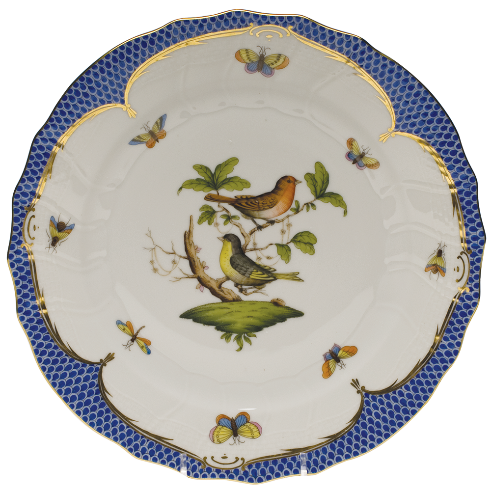 Rothschild Bird Blue Border Dinner Plate - Motif 03 10.5"d