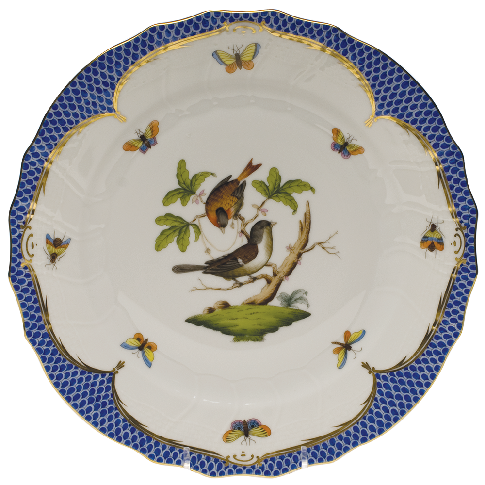Rothschild Bird Blue Border Dinner Plate - Motif 04 10.5"d