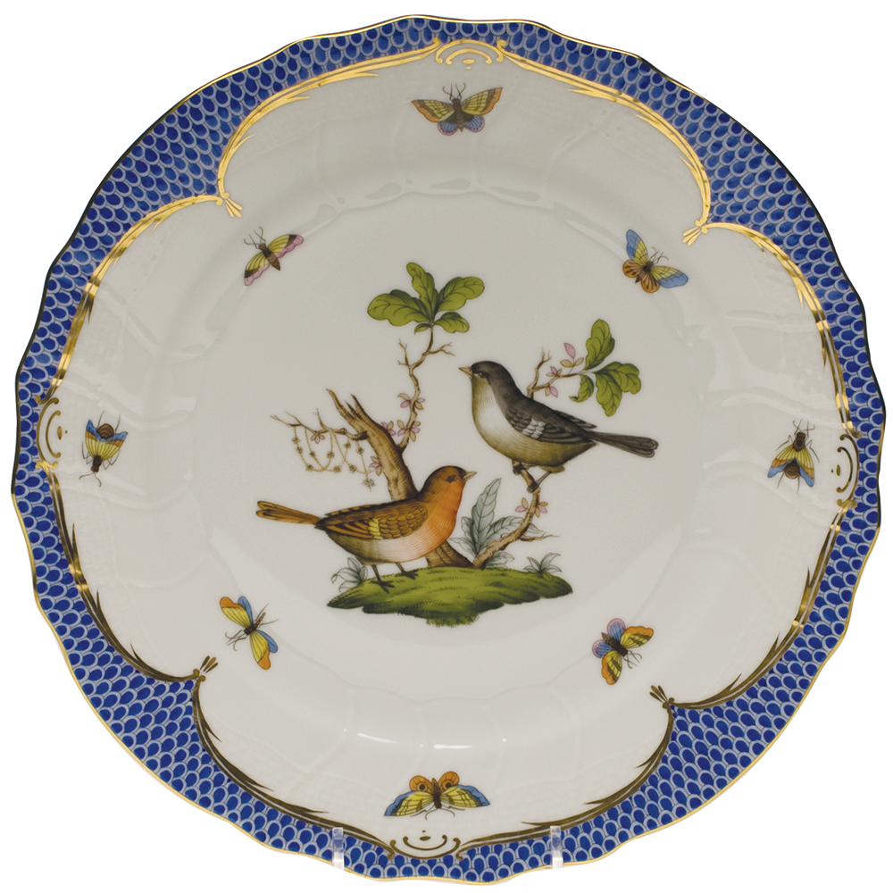 Rothschild Bird Blue Border Dinner Plate - Motif 05 10.5"d