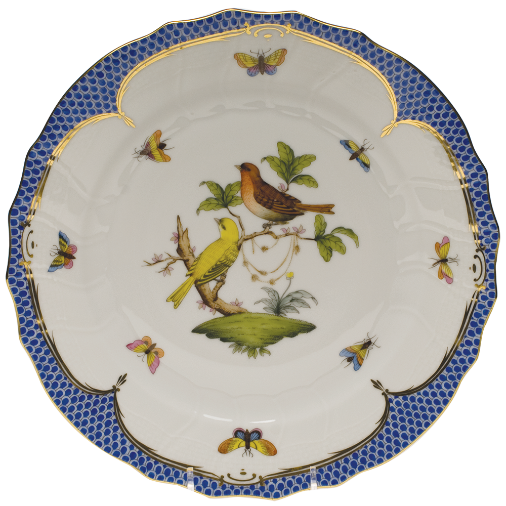 Rothschild Bird Blue Border Dinner Plate - Motif 06 10.5"d