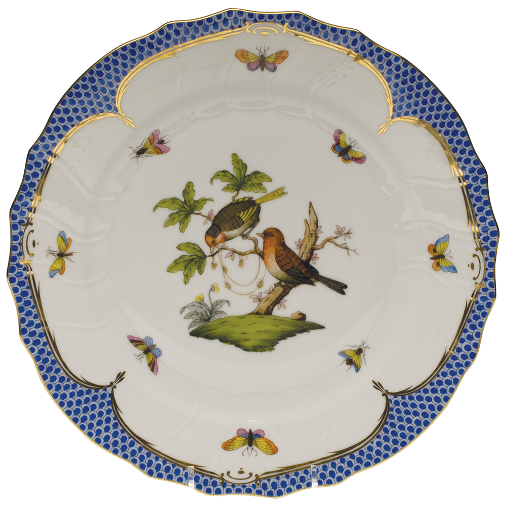 Rothschild Bird Blue Border Dinner Plate - Motif 10 10.5"d