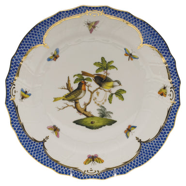 Herend Rothschild Bird Blue Border Dinner Plate - Motif 11 10.5"d - Blue Border