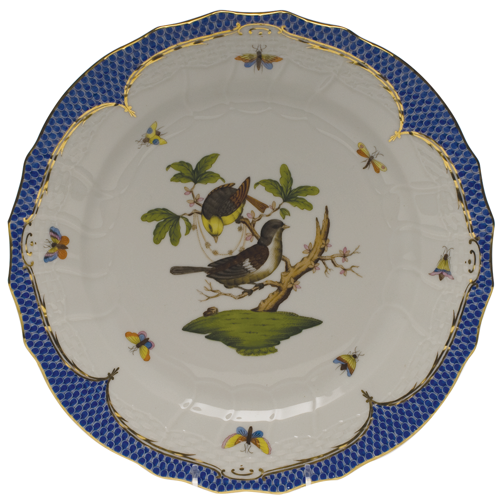 Rothschild Bird Blue Border Service Plate - Motif 01 11"d