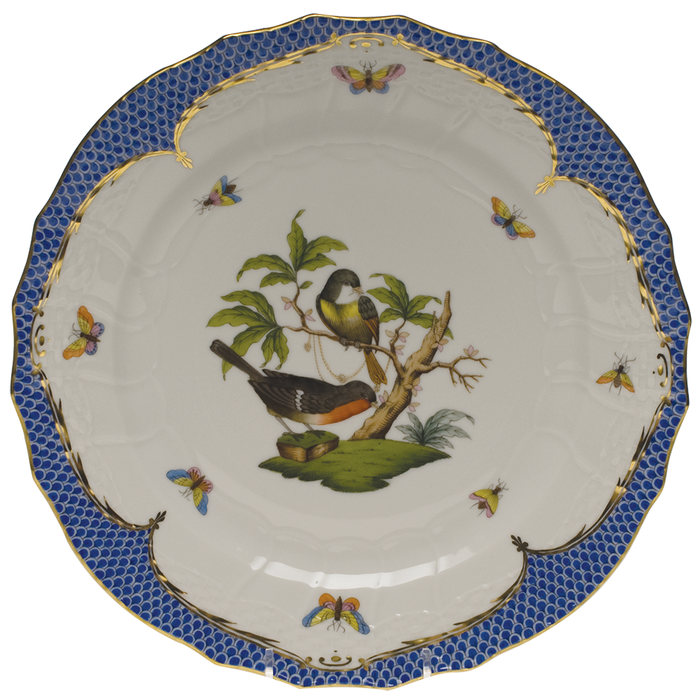 Rothschild Bird Blue Border Service Plate - Motif 02 11"d