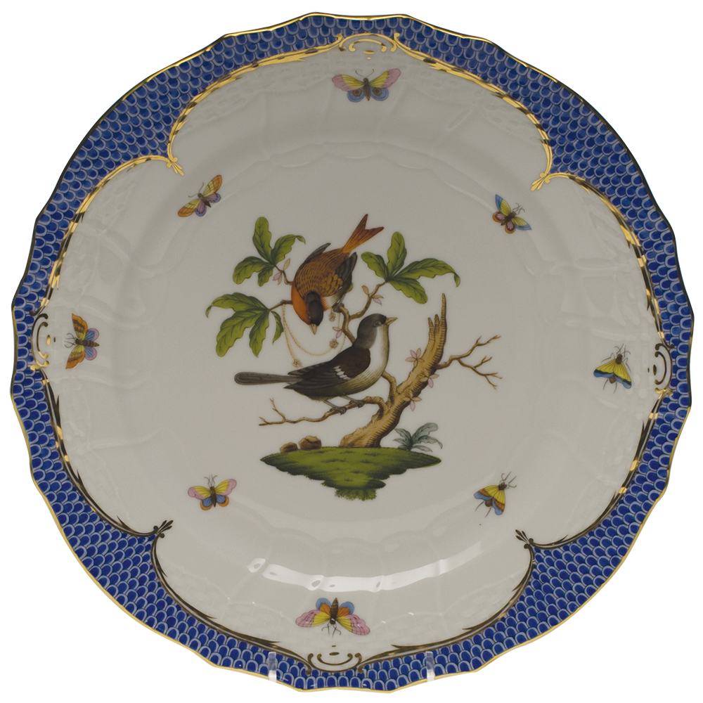 Rothschild Bird Blue Border Service Plate - Motif 04 11"d