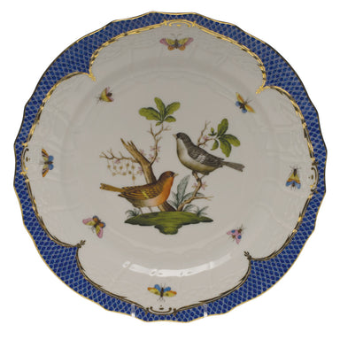 Herend Rothschild Bird Blue Border Service Plate - Motif 05 11"d - Blue Border