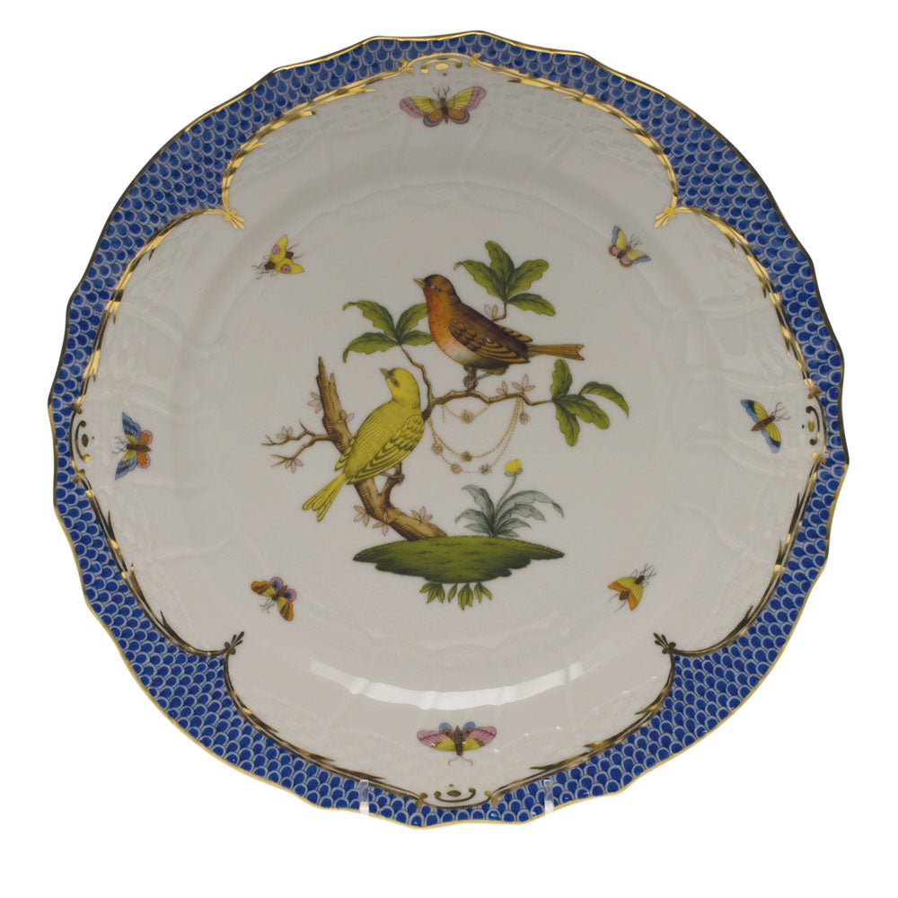 Herend Rothschild Bird Blue Border Service Plate - Motif 06 11"d - Blue Border