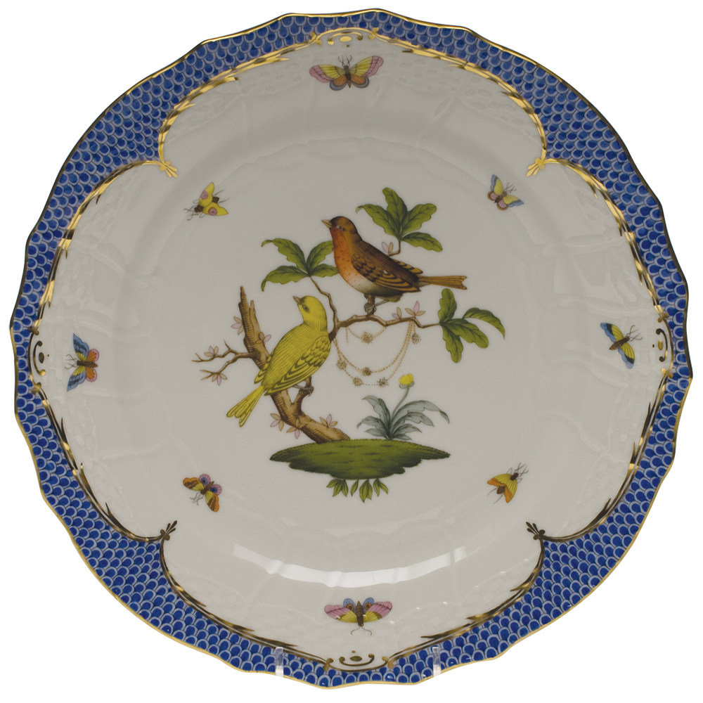 Rothschild Bird Blue Border Service Plate - Motif 06 11"d