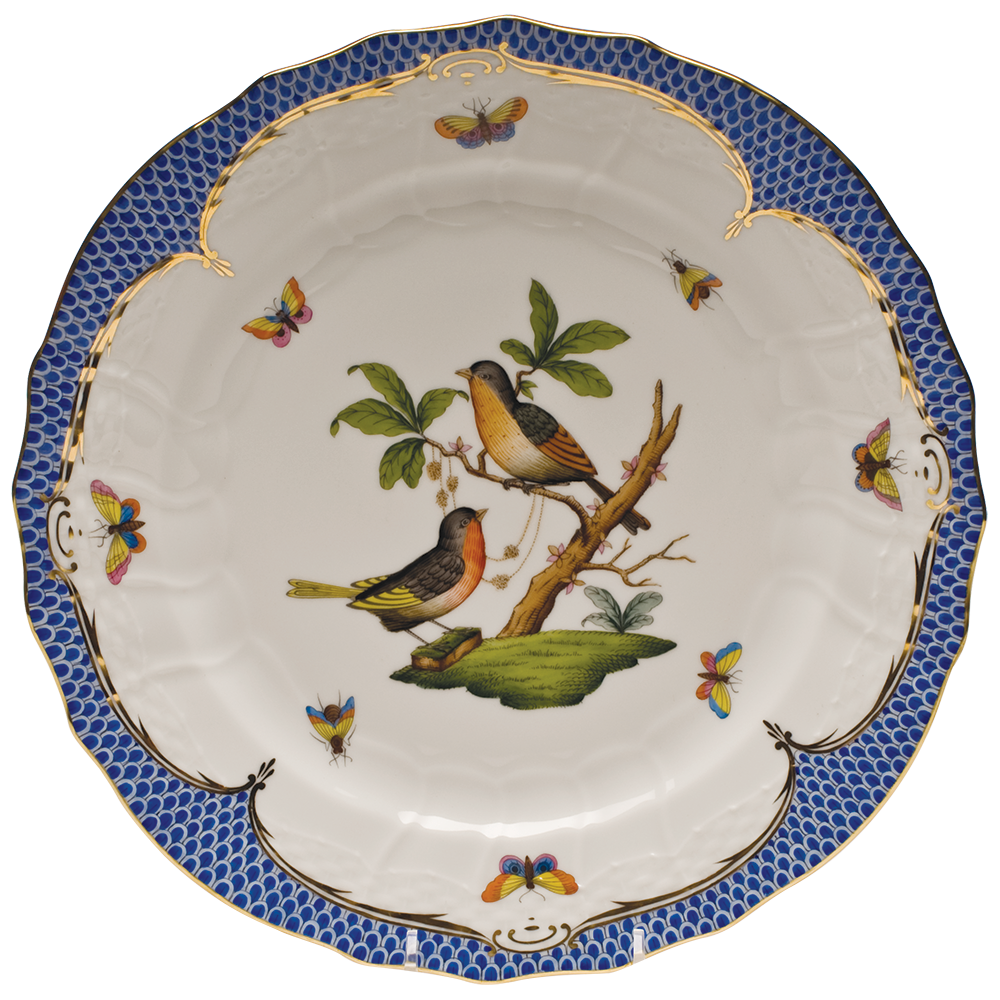 Rothschild Bird Blue Border Service Plate - Motif 08 11"d