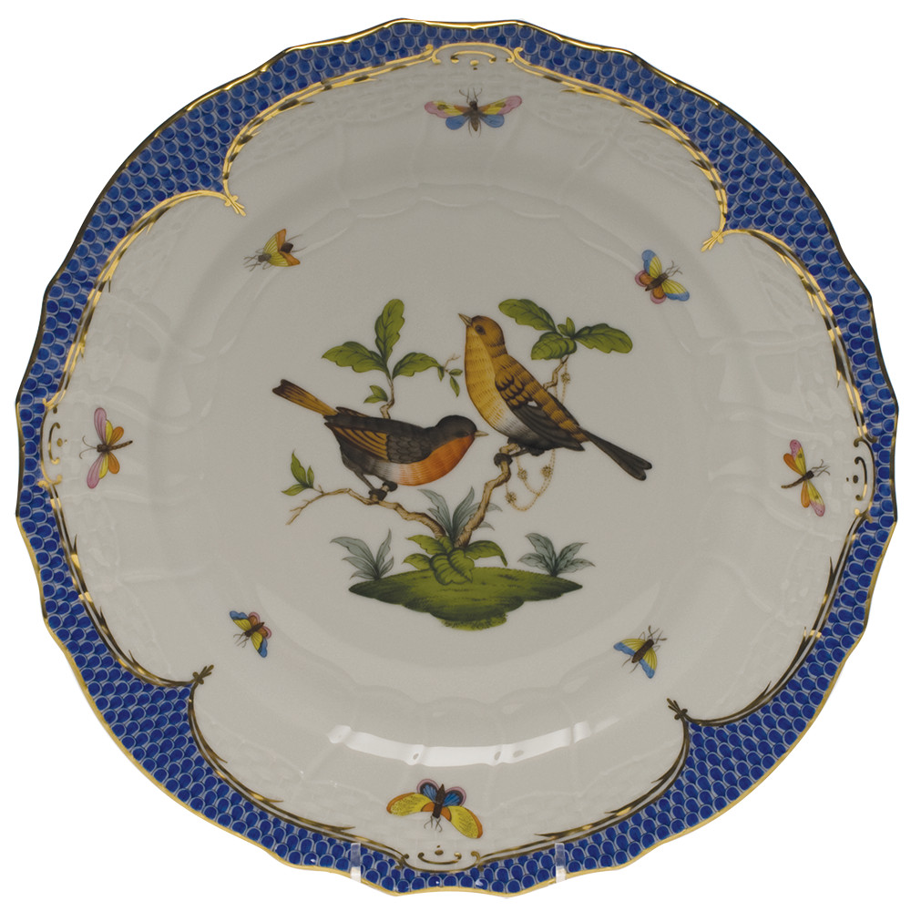 Rothschild Bird Blue Border Service Plate - Motif 09 11"d