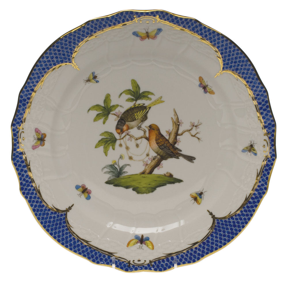 Herend Rothschild Bird Blue Border Service Plate - Motif 10 11"d - Blue Border