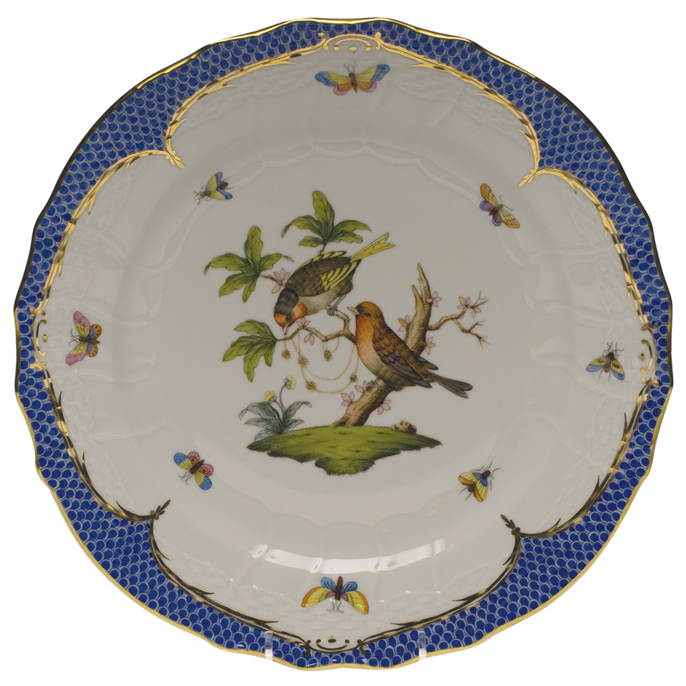 Rothschild Bird Blue Border Service Plate - Motif 10 11"d