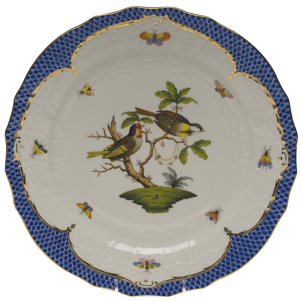 Rothschild Bird Blue Border Service Plate - Motif 11 11"d