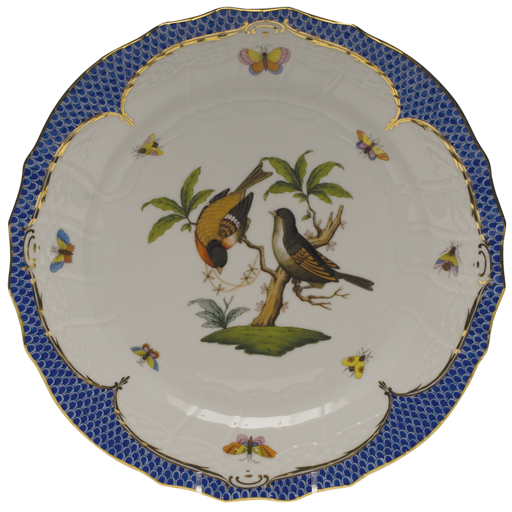 Rothschild Bird Blue Border Service Plate - Motif 12 11"d