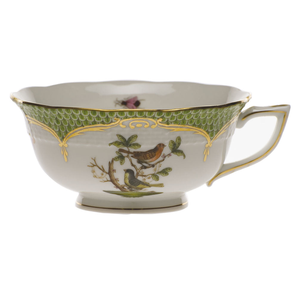 Herend Rothschild Bird Green Bord Tea Cup - Motif 03 (8 Oz) - Green Border