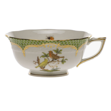 Herend Rothschild Bird Green Bord Tea Cup - Motif 06 (8 Oz) - Green Border