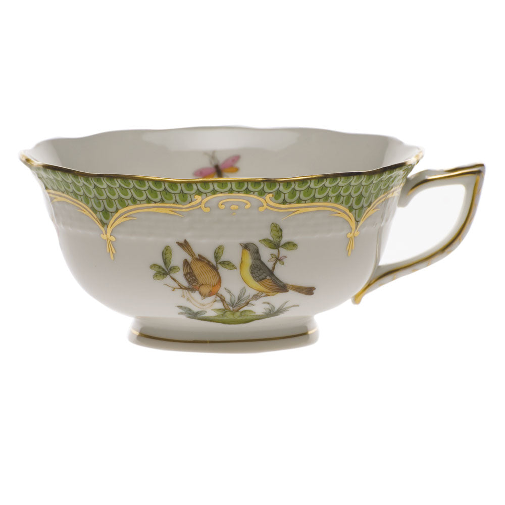 Herend Rothschild Bird Green Bord Tea Cup - Motif 07 (8 Oz) - Green Border