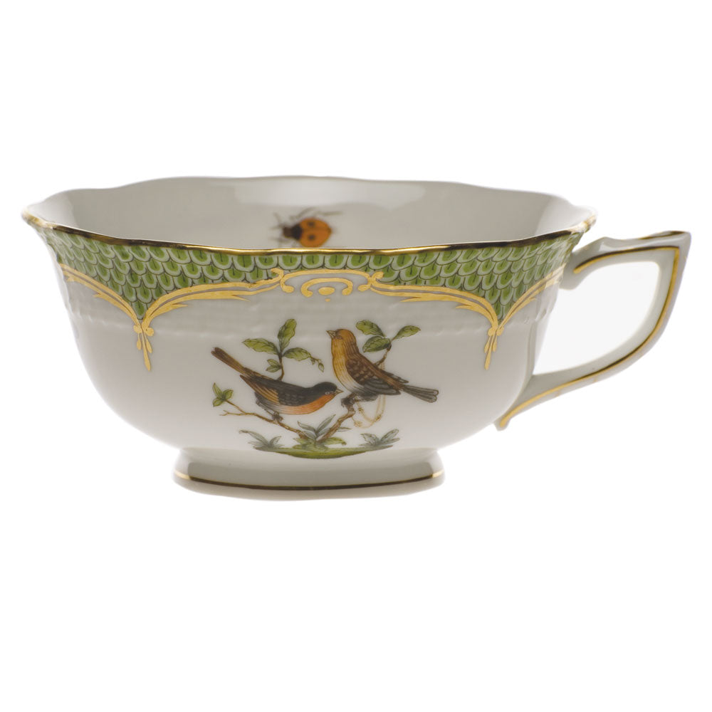 Herend Rothschild Bird Green Bord Tea Cup - Motif 09 (8 Oz) - Green Border