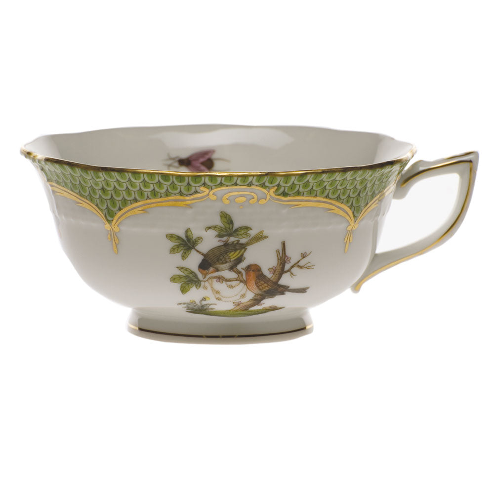 Herend Rothschild Bird Green Bord Tea Cup - Motif 10 (8 Oz) - Green Border