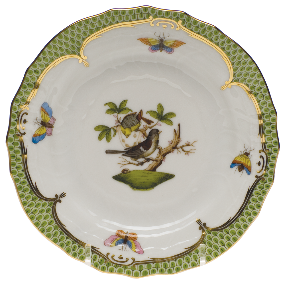 Rothschild Bird Green Bord Bread And Butter Plate - Mo 01 6"d - Green Border