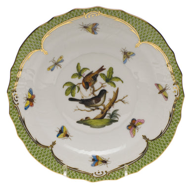 Herend Rothschild Bird Green Bord Salad Plate - Motif 04 7.5"d - Green Border