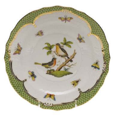 Herend Rothschild Bird Green Bord Salad Plate - Motif 08 7.5"d - Green Border