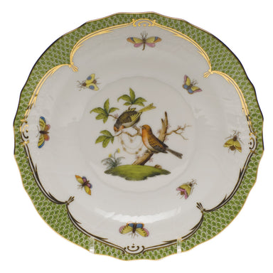 Herend Rothschild Bird Green Bord Salad Plate - Motif 10 7.5"d - Green Border