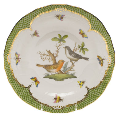 Herend Rothschild Bird Green Bord Dessert Plate - Motif 05 8.25"d - Green Border