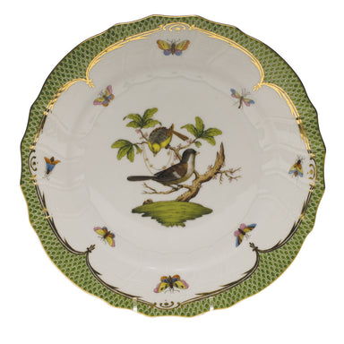 Herend Rothschild Bird Green Bord Dinner Plate - Motif 01 10.5"d - Green Border