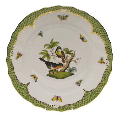 Herend Rothschild Bird Green Bord Dinner Plate - Motif 02 10.5"d - Green Border