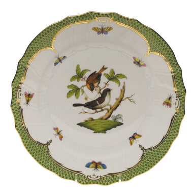 Herend Rothschild Bird Green Bord Dinner Plate - Motif 04 10.5"d - Green Border