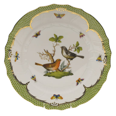 Herend Rothschild Bird Green Bord Dinner Plate - Motif 05 10.5"d - Green Border