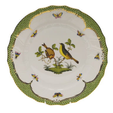 Herend Rothschild Bird Green Bord Dinner Plate - Motif 07 10.5"d - Green Border