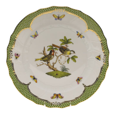 Herend Rothschild Bird Green Bord Dinner Plate - Motif 11 10.5"d - Green Border