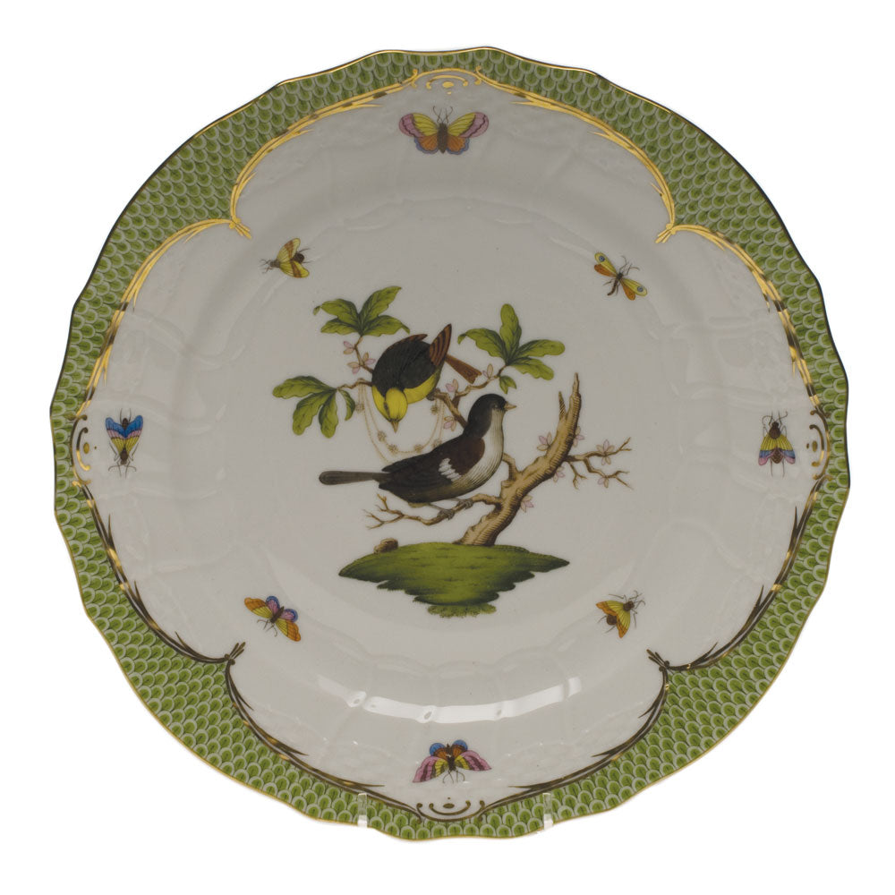 Herend Rothschild Bird Green Bord Service Plate - Motif 01 11"d - Green Border