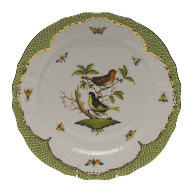 Herend Rothschild Bird Green Bord Service Plate - Motif 03 11"d - Green Border