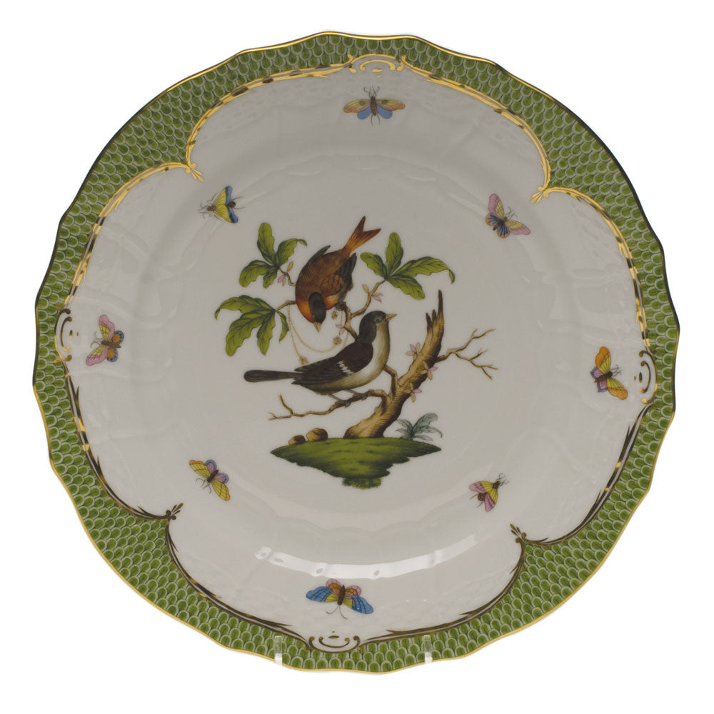 Herend Rothschild Bird Green Bord Service Plate - Motif 04 11"d - Green Border