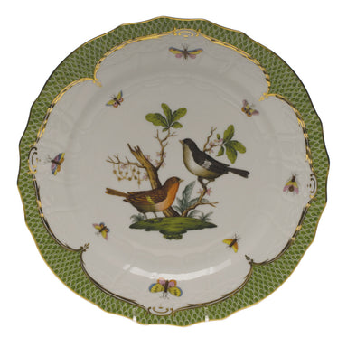 Herend Rothschild Bird Green Bord Service Plate - Motif 05 11"d - Green Border