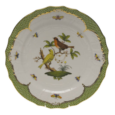 Herend Rothschild Bird Green Bord Service Plate - Motif 06 11"d - Green Border