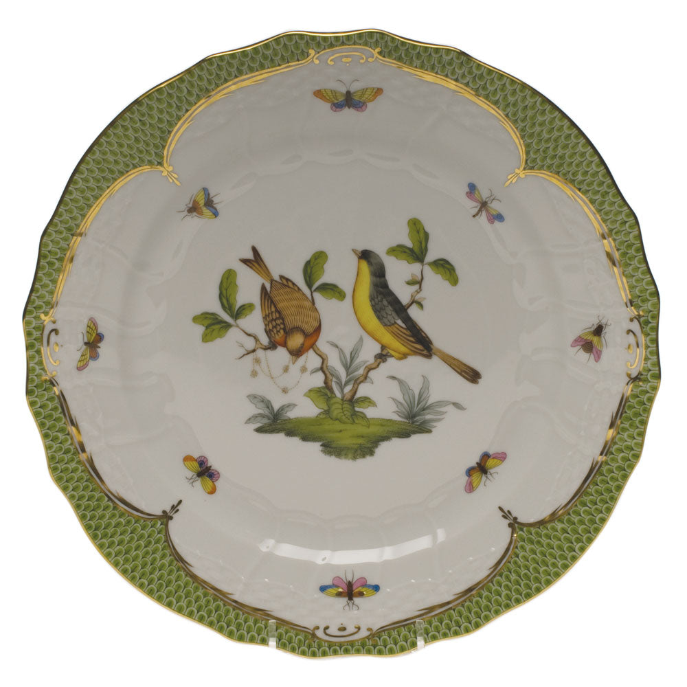 Herend Rothschild Bird Green Bord Service Plate - Motif 07 11"d - Green Border