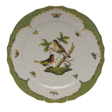 Herend Rothschild Bird Green Bord Service Plate - Motif 08 11"d - Green Border