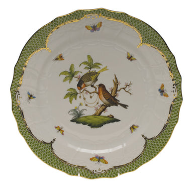 Herend Rothschild Bird Green Bord Service Plate - Motif 10 11"d - Green Border