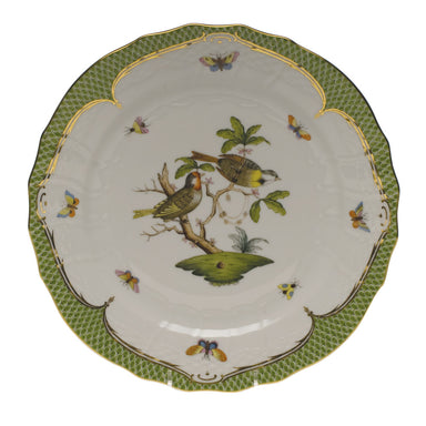 Herend Rothschild Bird Green Bord Service Plate - Motif 11 11"d - Green Border