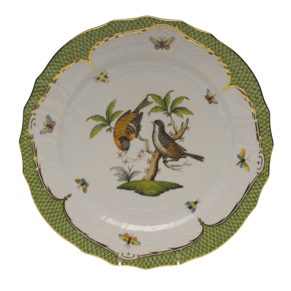 Herend Rothschild Bird Green Bord Service Plate - Motif 12 11"d - Green Border