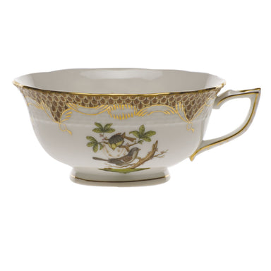 Herend Rothschild Bird Choc Border Tea Cup - Motif 01 (8 Oz) - Brown Border