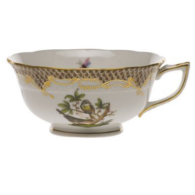 Herend Rothschild Bird Choc Border Tea Cup - Motif 02 (8 Oz) - Brown Border