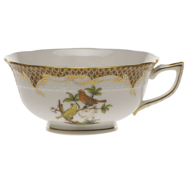 Herend Rothschild Bird Choc Border Tea Cup - Motif 06 (8 Oz) - Brown Border