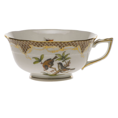 Herend Rothschild Bird Choc Border Tea Cup - Motif 12 (8 Oz) - Brown Border