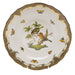 Herend Rothschild Bird Choc Border Dessert Plate - Motif 10 8.25"d - Brown Border